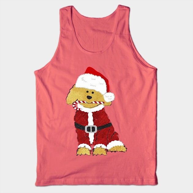 Christmas Goldendoodle Santa Claus Tank Top by EMR_Designs